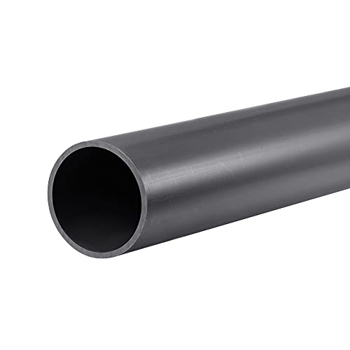 sourcing map Tubo redondo rígido de PVC de 36 mm de diámetro interior, 40 mm de diámetro exterior, 0,35 m, color gris oscuro de alto impacto para tuberías de agua, manualidades