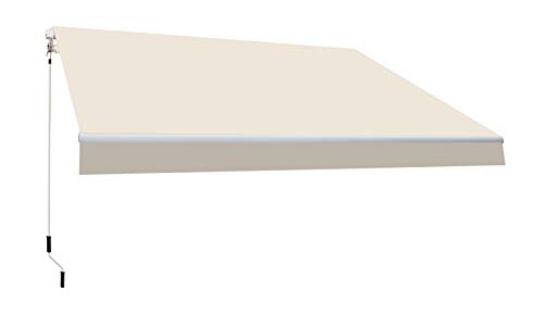 SmartSun Classic Toldo Completo 3x2m Color Crudo Lona poliéster. Estructura de Aluminio. Regulable en inclinación. Manivela incluida. Toldo terraza, Jardin, Balcon