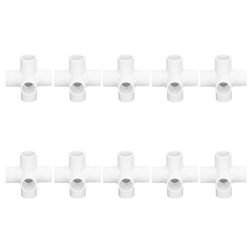 Racor para tubos de PVC 10PCS 6 maneras de codo de esquina adaptadores de tuberías Conectores de tubería de esquina Diámetro interior de la tubería 25mm Tee Fitting Conector de tubería(White)