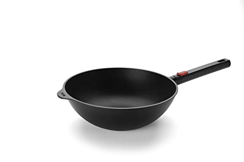 Woll Diamond Logic XR - Sartén para wok y agitador (inductiva, diámetro de 30 cm, 10 cm de alto, con mango extraíble, apta para todo tipo de fuegos, aluminio, apto para horno, color negro