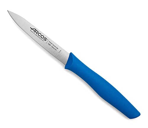 Arcos Serie Nova, Cuchillo Mondador, Hoja de Acero Inoxidable de 100 mm, Mango de Polipropileno Color Azul