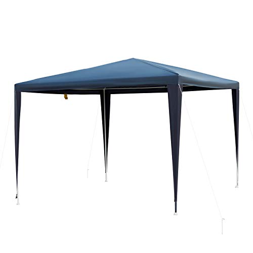 Outsunny Carpa Desmontable Impermeable 3x3x2,45m Pabellón de Jardín de Tubo de Acero Pérgola de Color Azul Oscuro