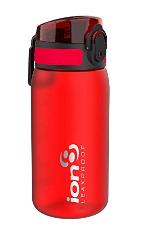 Ion8 Botella Agua Niños Sin Fugas, Sin BPA, Rojo