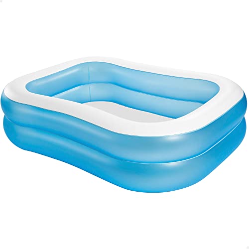 INTEX 57180 - Piscina hinchable infantil familiar rectangular, medidas 203x152x48cm, 540 litros de capacidad, piscina hinchable rectangular azul para niños