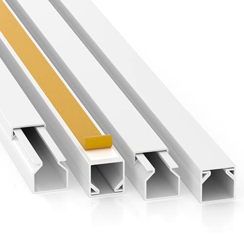 Canaletas para cables listas para montar (20 m, autoadhesivos, con cinta adhesiva de espuma, color blanco), Blanco