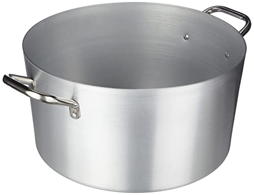 Ollas Agnelli Cazuela alta de aluminio, con 2 asas en acero inoxidable, plata, 25 Litros