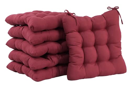 CHELY INTERMARKET - Cojines para sillas 40x40x7,5cm (Rojo) Pack de 6 Unidades, con Correas de sujeción para Asientos, 9 Pespuntes. Sirve para terraza y Patio Exteriores.(2,25)
