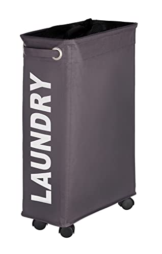 WENKO Pongotodo Corno gris - saco para la ropa sucia Capacidad: 43 l, Poliéster, Gris oscuro, 40 x 18.5 x 60 cm