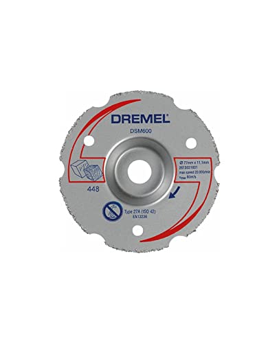 Disco de corte Dremel DSM600 para la sierra compacta DSM20, hoja de sierra circular con 20 mm de profundidad de corte para cortes rectos, de inmersión y al ras