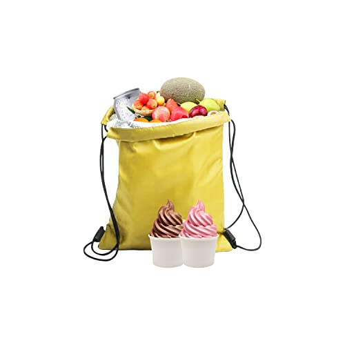1 paquete de bolsas de almuerzo aisladas con cordón, bolsas de almuerzo plegables impermeables, aislamiento, bolsas térmicas, bolsas almuerzo trabajo, la escuela, la playa, el picnic (27 x 33 cm)