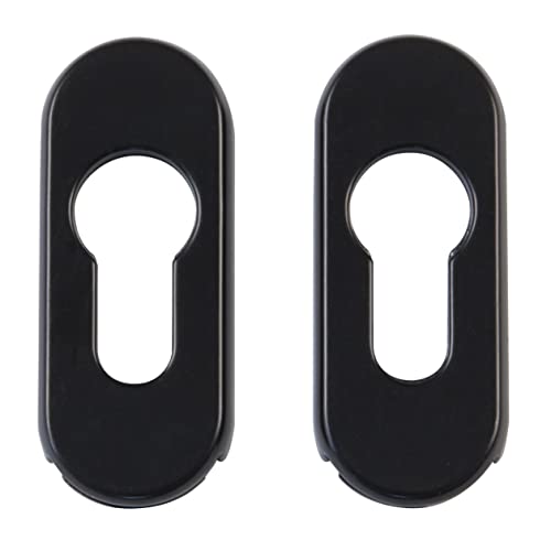 Amig - Escudo de Seguridad con Cuerpo de Acero para Cerraduras Mod. 3700 | 70 x 29 mm | Para Puertas Metálicas | Con Embellecedor de Aluminio | Acabado Negro