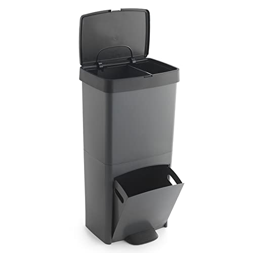 SP Berner - Cubo de Basura de Reciclaje de 70 L de Plástico con 2 Aperturas - 76 cm de Altura