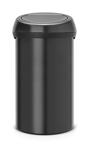 Brabantia Touch Mecanismo de Apertura con un Toque - Cubo de Basura, 60 litros, Color Negro Mate con Tapa