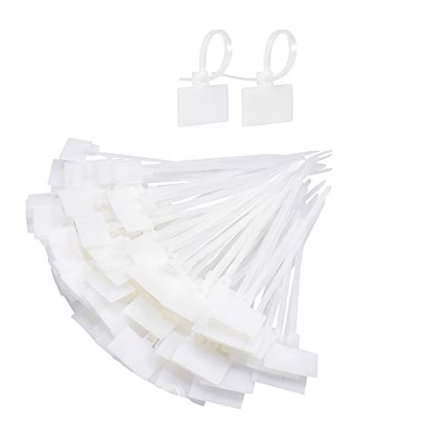 Kissral 200pcs Bridas Plastico Blancas Pequeñas Etiqueta de Cable Organizador de Cables Escritorio para Cables USB Linea de Television Cable de Red Oficina Viaje Marcado de Alambre