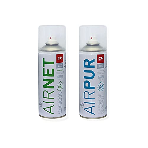 CH Quimica Pack AIRNET + AIRPUR Spray Limpia y Elimina olores Aire Acondicionado 400 ml
