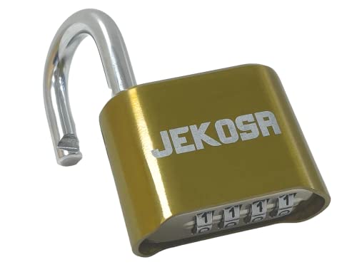 Jekosa® JKC/50 Candado de Combinación para Exterior Resistente al Agua. Candado con Combinación de 4 Dígitos Sin Llave. Candados de Seguridad para Cobertizos, Puertas, Armarios, Altillos yTrasteros