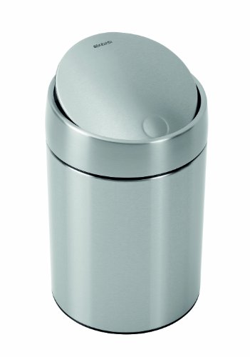 Brabantia Slide Bin - Cubo de Basura, 5 litros, Tapa Deslizante, Cubo Interior de plástico extraíble, Acero Mate Anti-Huellas