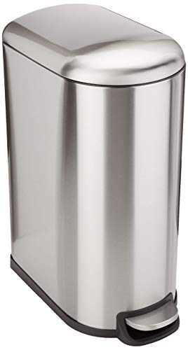 Amazon Basics Rectangle Soft-Close Trash Can for Narrow Spaces - 40L