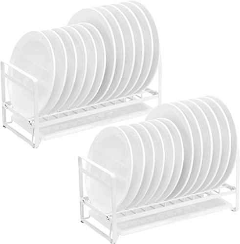 E-ROOM TREND Escurreplatos con escurridor para cocina, color blanco, 2 unidades, escurridor y soporte para utensilios, extraíble para encimeras de cocina, armario para sostener 10 platos (DR345W)