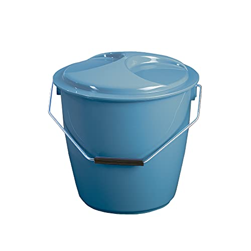 Denox DEN396 Cubo con Tapa 16L, Azul, diámetro 325x330 mm