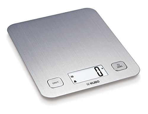 Kubo Báscula de Cocina Digital, Pantalla LCD, Alta Precisión 5 kg, Batería Incluida, Gris