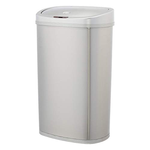 Amazon Basics - Cubo de basura automático de acero inoxidable, rectangular, 50 litros