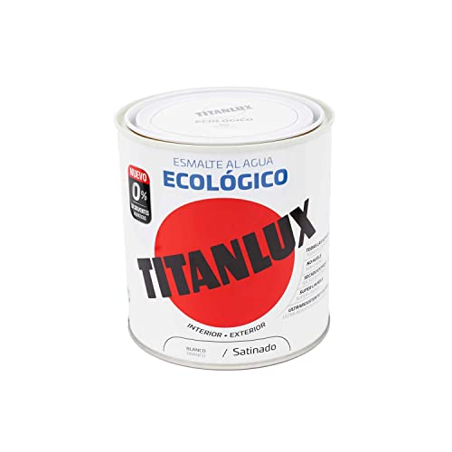 Titanlux Ecológico Esmalte al agua mulisuperficie Satinado Blanco 250 ml (Paquete de 1)