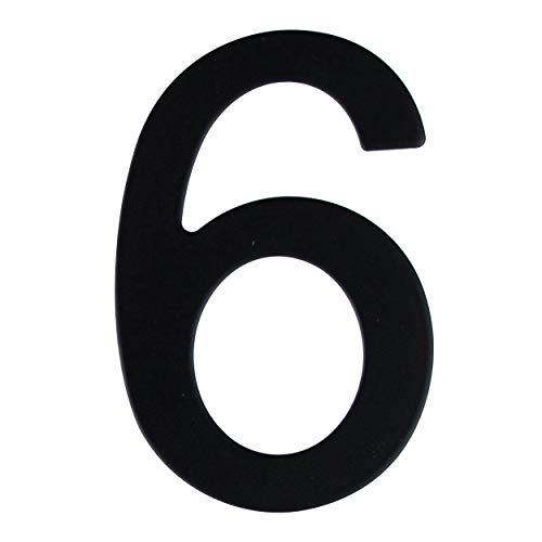 Número de calle en acero inoxidable negro mate, con dorso adhesivo, con una altura de 76 mm, número de casa, diseño de puerta (6)