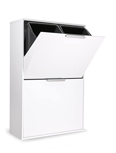 Arregui Ecoclas CR601-E Cubo de basura y reciclaje de acero de 4 cubos, mueble de reciclaje, 4 x 17 L (68 L), blanco