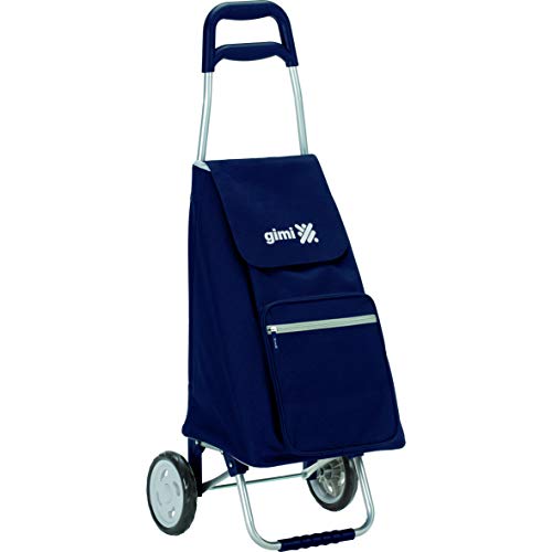 Gimi Argo - Carro de la compra, con 2 ruedas, bolsa impermeable de poliéster, capacidad de 45 litros, azul, 37 x 33 x 95,5 cm