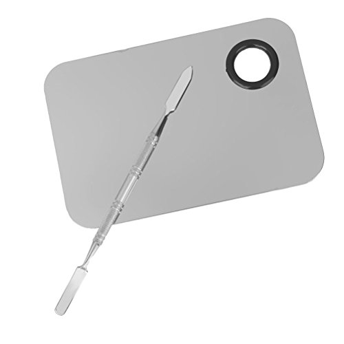 Paleta y espátula para mezclar maquillaje, de Pixnor. De acero inoxidable