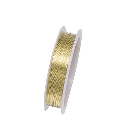 tooloflife Rollo de alambre de cobre resistente al deslustre para joyería, para manualidades, abalorios y joyería, 0,6 mm, oro