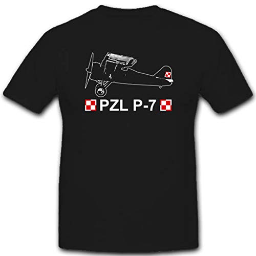 Aire Arma unidad PZL pq-p7 Pol – Picaporte Caza Avión Polonia Varsovia PZL P 7 – Camiseta Hombre # 2529 negro Small