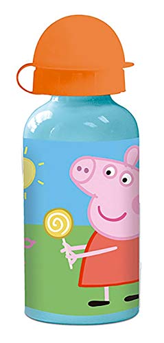 ML Botella de Agua de Aluminio para niños y niñas Peppa Pig, 0.4 L cantimplora térmica a Prueba de Fugas sin BPA para Levar a la Escuela y Deportes el Termo/400