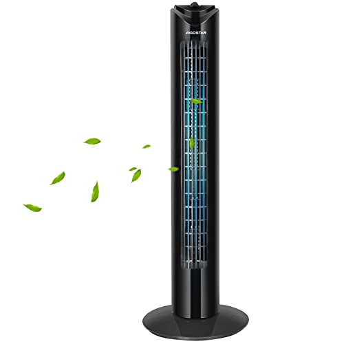 Aigostar Benson - Ventilador de Torre, 3 Velocidades, Oscilación de 85º, Silencioso, Temporizador 120 min, 82 cm de Alto, Diseño Compacto, Fácil Instalación, Ventilador de Pie Portátil 45W