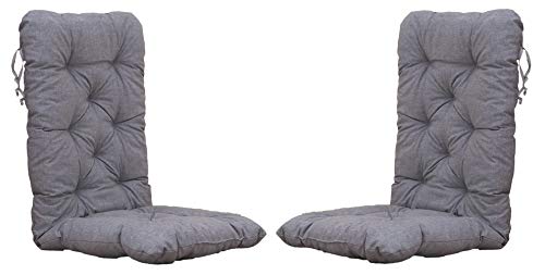 Chicreat Cojines para sillas de respaldo alto, 120 × 50 × 8 cm, gris claro (juego de 2)
