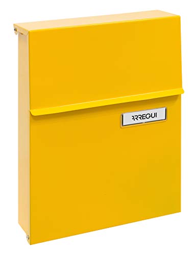 Arregui Line E6808 Buzón Individual de Acero, amarillo, Tamaño S (DIN A5) -30.5 x 23 x 6.5 cm