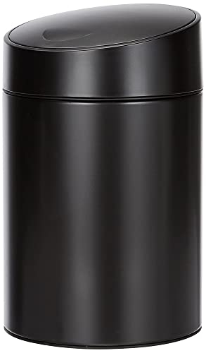 Brabantia Slide Bin - Cubo de Basura, 5 litros, Tapa Deslizante, Cubo Interior de plástico extraíble, Color Negro