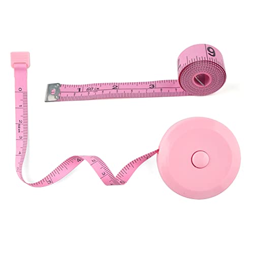 WINTAPE Cinta métrica para el cuerpo, cinta métrica suave para coser tela, cinta métrica de costura, cinta métrica de doble cara retráctil rosa de 150 cm (2 unidades)