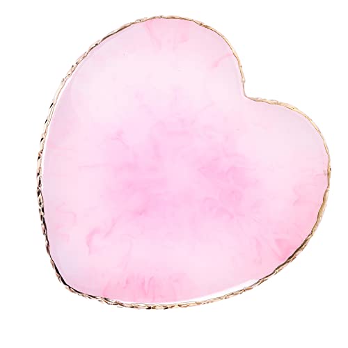 Sibba Paleta de resina para uñas paleta mezcla placa colores borde dorado soporte tablero exhibición en forma corazón herramientas cosmética (rosa)