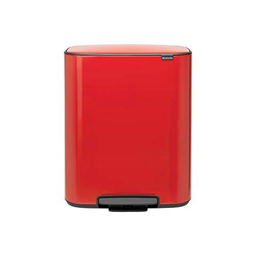 Brabantia Bo Cubo de Basura con Pedal, Acero, Rojo pasión, 60L