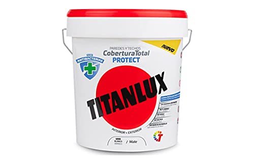 Titanlux - Pintura Plástica Cobertura Total Protect ANTIBACTERIANA Paredes y Techos (4L, Blanco)
