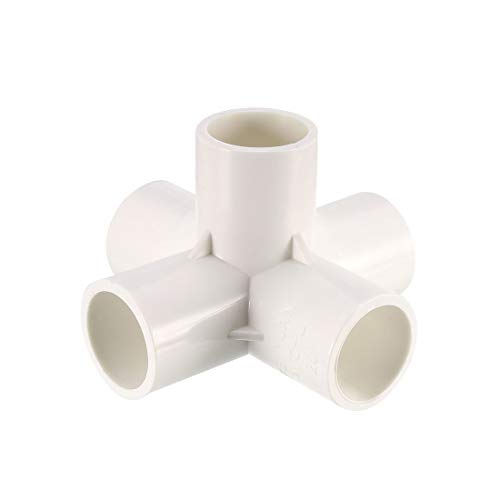 sourcing map Tubo PVC, Codo PVC de 5 Vías, Conector PVC 20mm, Reductor PVC de Forma en T, Reductor Manguera, Accesorio de Tubería, Blanco 2 Piezas