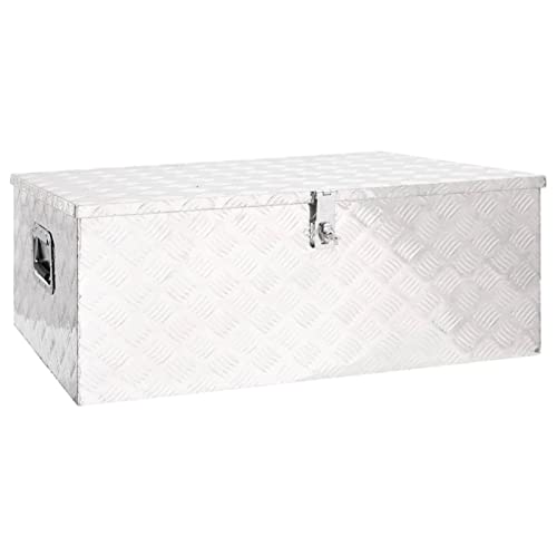 Caja de almacenaje de aluminio, Chusui Caja De Herramientas Metalica, Caja De Transporte Herramientas, Caja Aluminio, plateado 100x55x37 cm