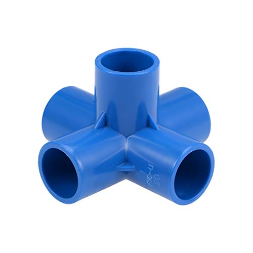 sourcing map Tubo PVC, Codo PVC de 5 Vías, Conector PVC 20mm, Reductor PVC de Forma en T, Reductor Manguera, Accesorio de Tubería, Azul 2 Piezas