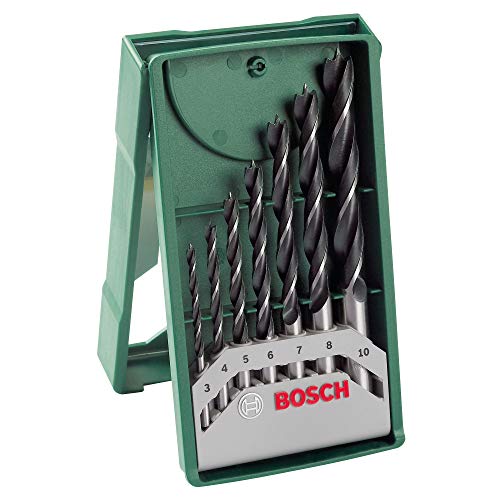 Bosch Professional 2607019580 Bosch Mini X-line - Set de 7 brocas para madera (Ø 3/4/5/6/7/8/10 mm), Verde, Piezas