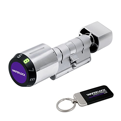 WAFERLOCK Cilindro inteligente C760 Euro, cerradura inteligente, protección contra incendios, control de aplicaciones, Bluetooth, tarjeta RFID/código PIN, antitaladro 35:35-50 (70-85 mm)