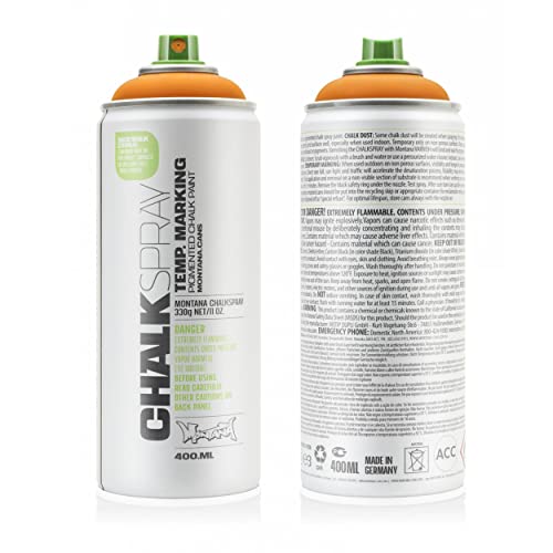 Montana Chalk Temporary Marking Spray 400ml Can, Colour: CH2010 Orange