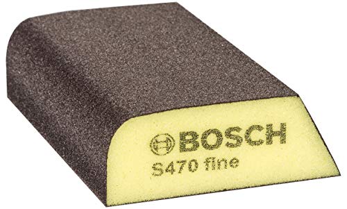 Bosch Professional 2608608223 Esponja S470 por Profile Fina (Madera, plástico y Metal, 69 x 97 x 26 mm, Accesorios para Lijado a Mano), Amarillo/Gris, Fino