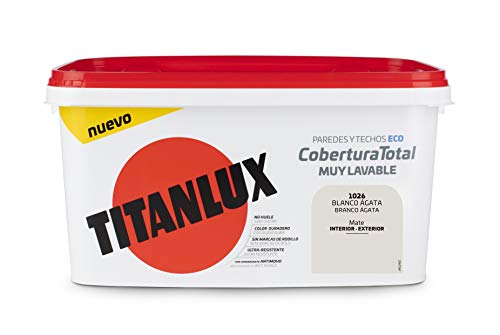 Titanlux Titan Pintura Plástica Covertura Total 4L , (1026 Blanco Agatha)